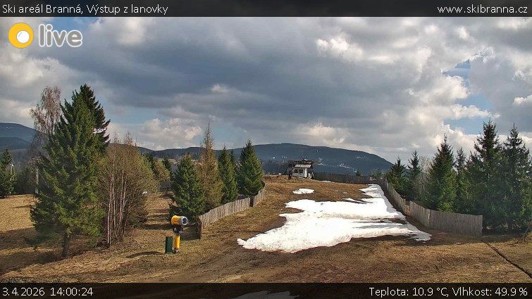 Ski areál Branná - Výstup z lanovky - 3.4.2026 v 14:00
