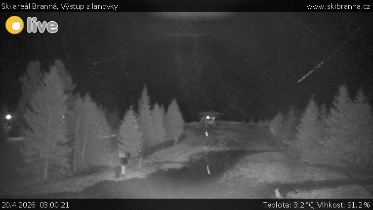 Ski areál Branná - Výstup z lanovky - 20.4.2026 v 03:00