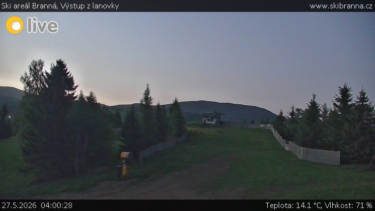 Ski areál Branná - Výstup z lanovky - 27.5.2026 v 04:00