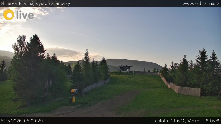Ski areál Branná - Výstup z lanovky - 31.5.2026 v 06:00