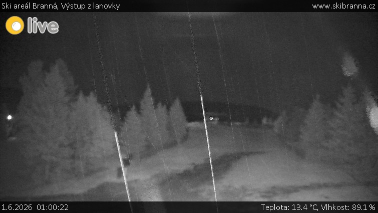 Ski areál Branná - Výstup z lanovky - 1.6.2026 v 01:00