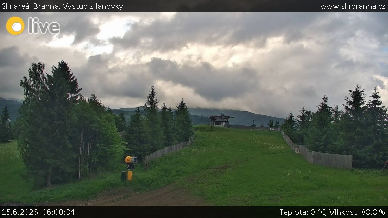 Ski areál Branná - Výstup z lanovky - 15.6.2026 v 06:00