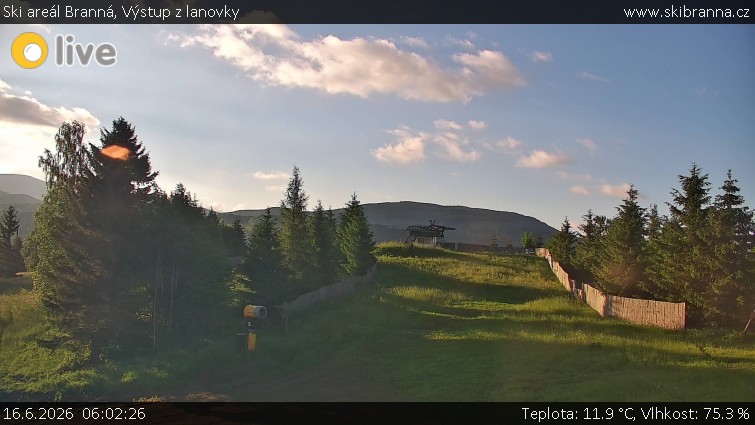 Ski areál Branná - Výstup z lanovky - 16.6.2026 v 06:02