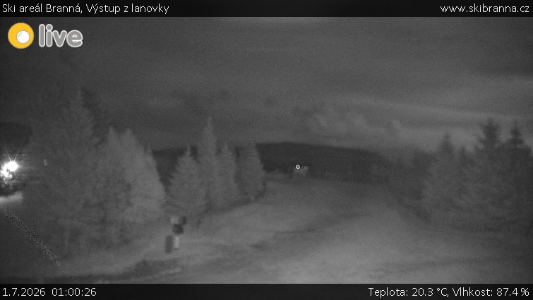 Ski areál Branná - Výstup z lanovky - 1.7.2026 v 01:00