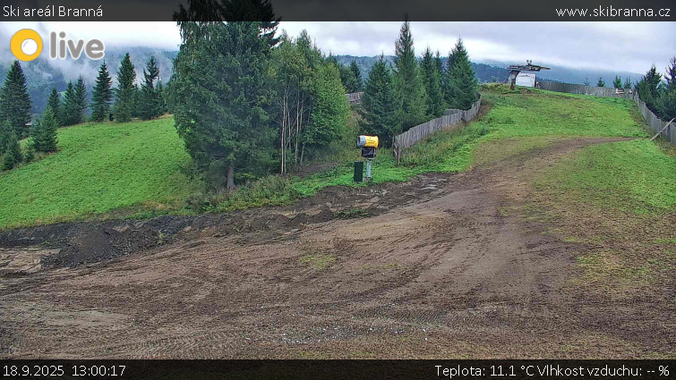 Ski areál Branná - Ski Branná - horní kamera - 18.9.2025 v 13:00