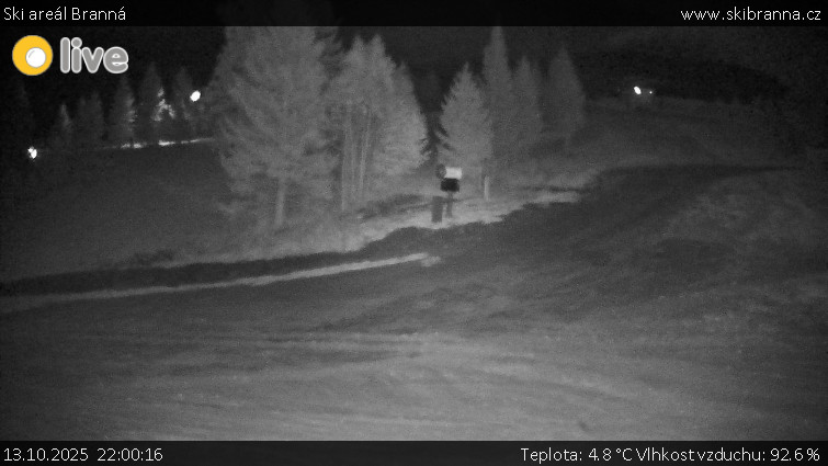 Ski areál Branná - Ski Branná - horní kamera - 13.10.2025 v 22:00 Ski areál Branná - Ski Branná - horní kamera - 13.10.2025 v 22:00