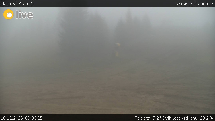 Ski areál Branná - Ski Branná - horní kamera - 16.11.2025 v 09:00