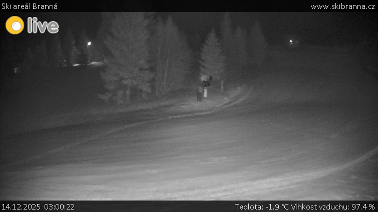 Ski areál Branná - Ski Branná - horní kamera - 14.12.2025 v 03:00
