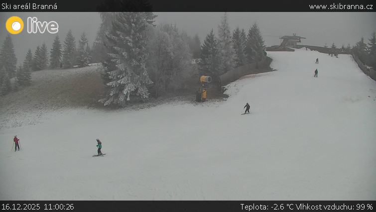 Ski areál Branná - Ski Branná - horní kamera - 16.12.2025 v 11:00
