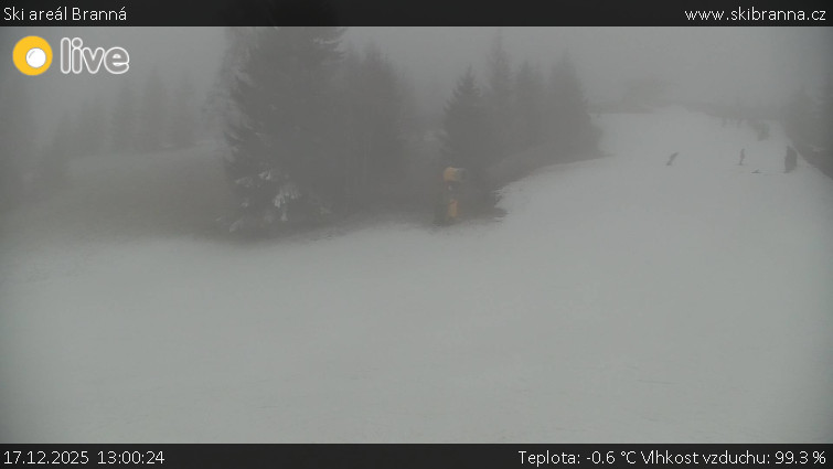 Ski areál Branná - Ski Branná - horní kamera - 17.12.2025 v 13:00