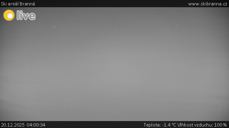 Ski areál Branná - Ski Branná - horní kamera - 20.12.2025 v 04:00