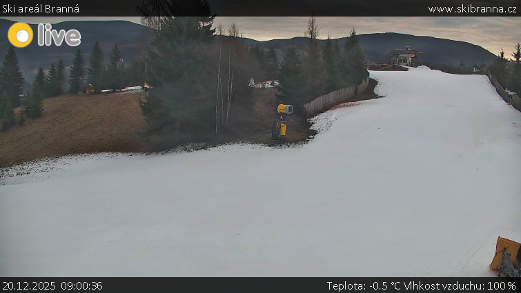 Ski areál Branná - Ski Branná - horní kamera - 20.12.2025 v 09:00