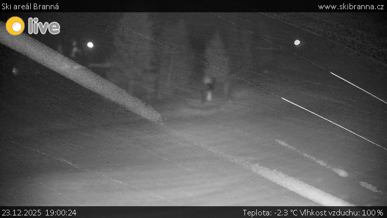 Ski areál Branná - Ski Branná - horní kamera - 23.12.2025 v 19:00
