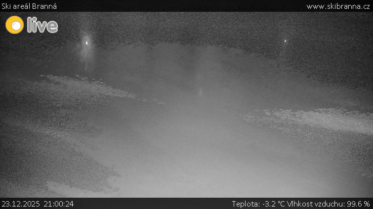 Ski areál Branná - Ski Branná - horní kamera - 23.12.2025 v 21:00