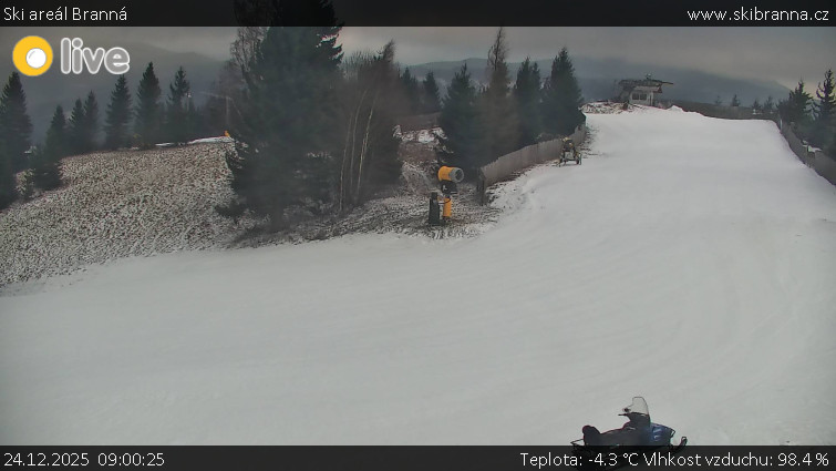 Ski areál Branná - Ski Branná - horní kamera - 24.12.2025 v 09:00