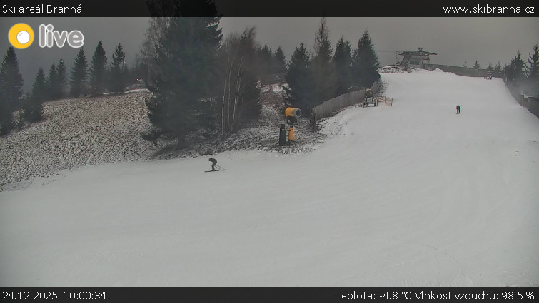 Ski areál Branná - Ski Branná - horní kamera - 24.12.2025 v 10:00
