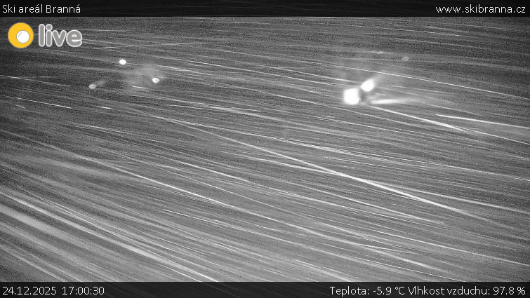 Ski areál Branná - Ski Branná - horní kamera - 24.12.2025 v 17:00