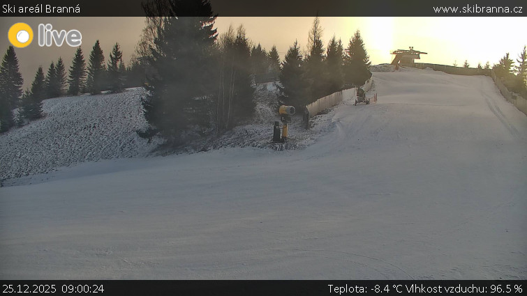 Ski areál Branná - Ski Branná - horní kamera - 25.12.2025 v 09:00