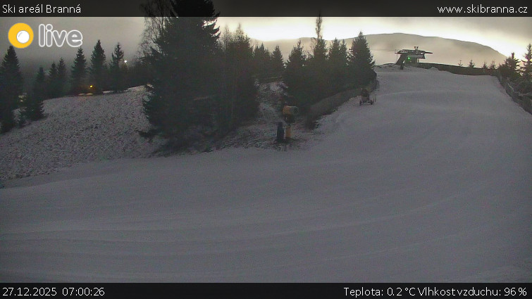 Ski areál Branná - Ski Branná - horní kamera - 27.12.2025 v 07:00