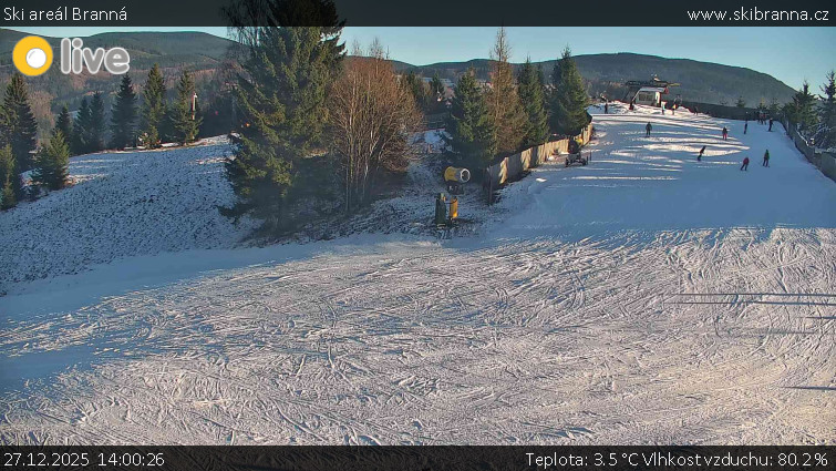 Ski areál Branná - Ski Branná - horní kamera - 27.12.2025 v 14:00