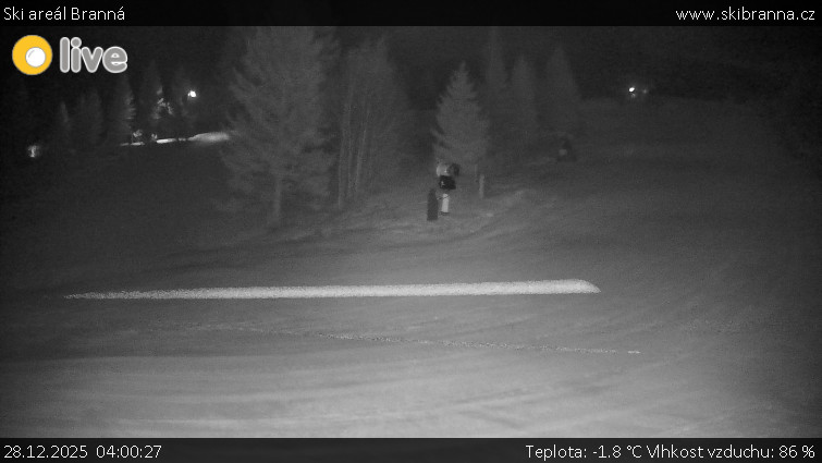 Ski areál Branná - Ski Branná - horní kamera - 28.12.2025 v 04:00