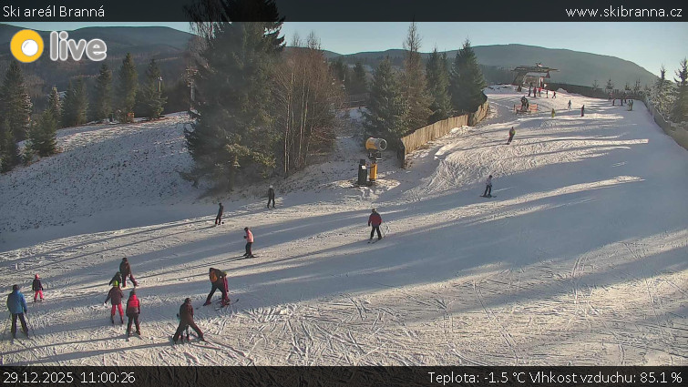 Ski areál Branná - Ski Branná - horní kamera - 29.12.2025 v 11:00