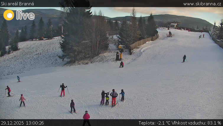 Ski areál Branná - Ski Branná - horní kamera - 29.12.2025 v 13:00