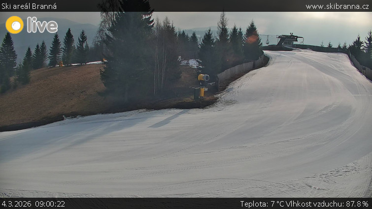 Ski areál Branná - Ski Branná - horní kamera - 4.3.2026 v 09:00