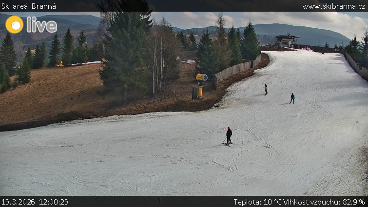 Ski areál Branná - Ski Branná - horní kamera - 13.3.2026 v 12:00
