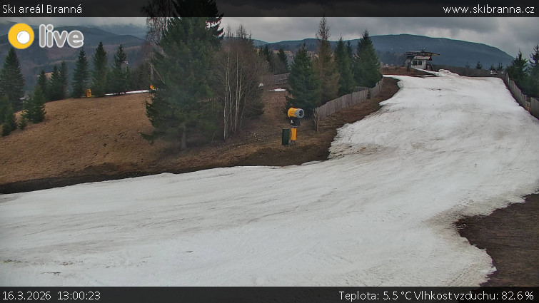 Ski areál Branná - Ski Branná - horní kamera - 16.3.2026 v 13:00