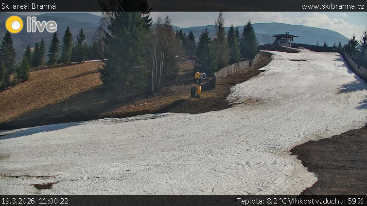 Ski areál Branná - Ski Branná - horní kamera - 19.3.2026 v 11:00