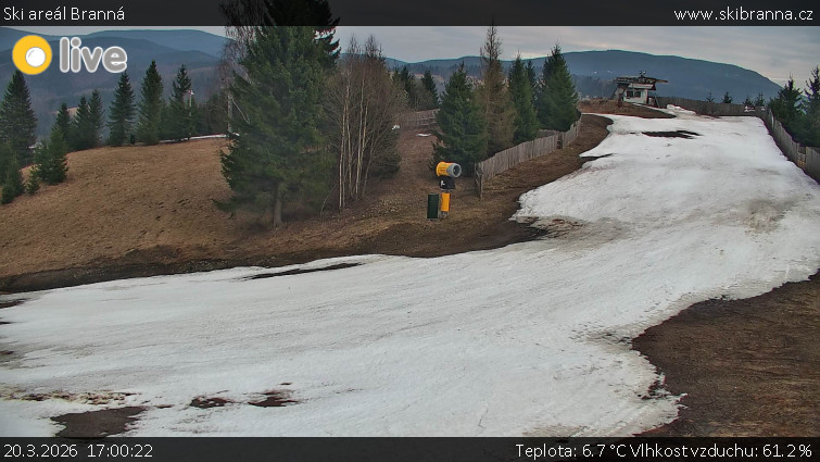 Ski areál Branná - Ski Branná - horní kamera - 20.3.2026 v 17:00