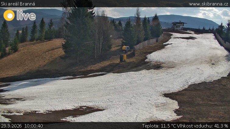 Ski areál Branná - Ski Branná - horní kamera - 23.3.2026 v 10:00