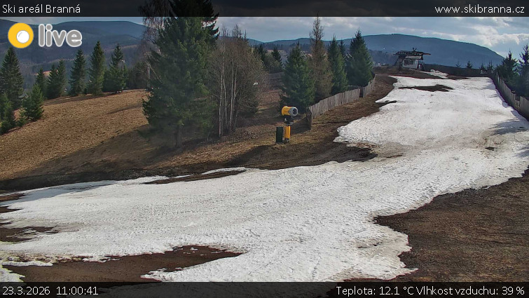 Ski areál Branná - Ski Branná - horní kamera - 23.3.2026 v 11:00