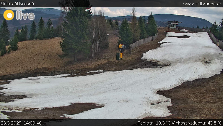 Ski areál Branná - Ski Branná - horní kamera - 23.3.2026 v 14:00