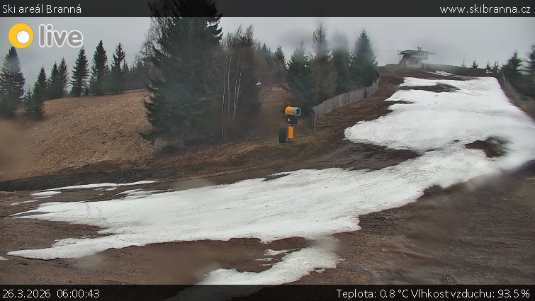 Ski areál Branná - Ski Branná - horní kamera - 26.3.2026 v 06:00