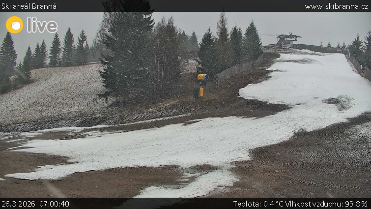 Ski areál Branná - Ski Branná - horní kamera - 26.3.2026 v 07:00