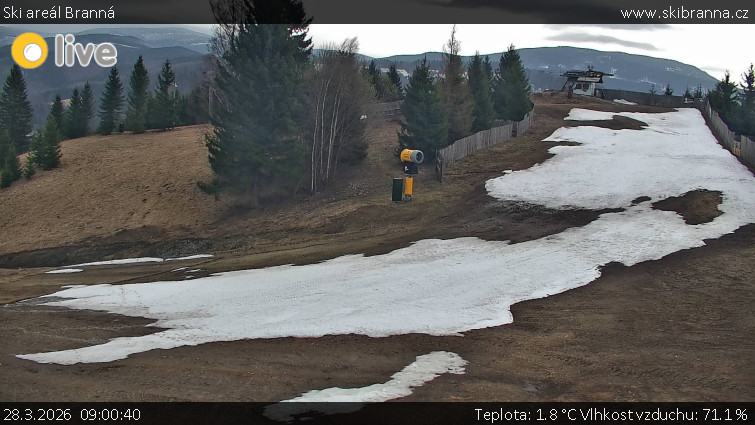 Ski areál Branná - Ski Branná - horní kamera - 28.3.2026 v 09:00