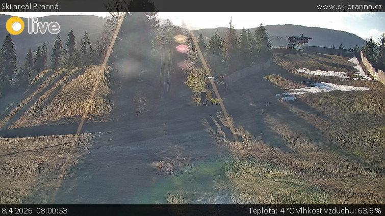 Ski areál Branná - Ski Branná - horní kamera - 8.4.2026 v 08:00