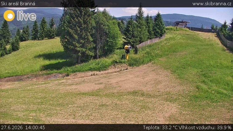 Ski areál Branná - Ski Branná - horní kamera - 27.6.2026 v 14:00