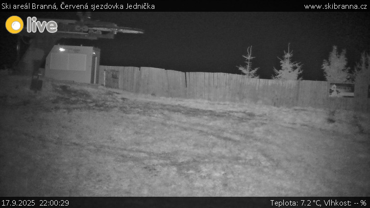 Ski areál Branná - Červená sjezdovka Jednička - 17.9.2025 v 22:00