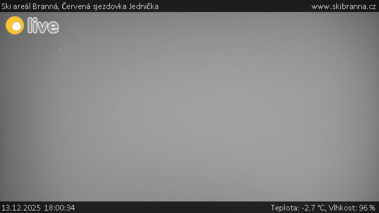 Ski areál Branná - Červená sjezdovka Jednička - 13.12.2025 v 18:00