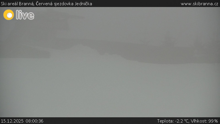 Ski areál Branná - Červená sjezdovka Jednička - 15.12.2025 v 08:00