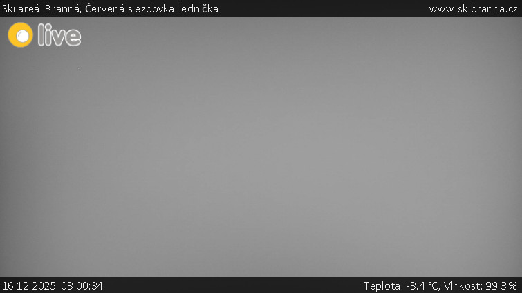 Ski areál Branná - Červená sjezdovka Jednička - 16.12.2025 v 03:00