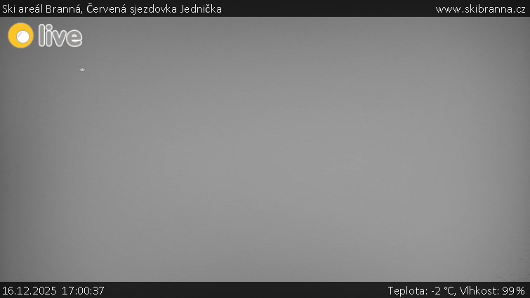 Ski areál Branná - Červená sjezdovka Jednička - 16.12.2025 v 17:00