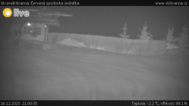Ski areál Branná - Červená sjezdovka Jednička - 16.12.2025 v 21:00