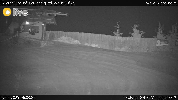 Ski areál Branná - Červená sjezdovka Jednička - 17.12.2025 v 06:00