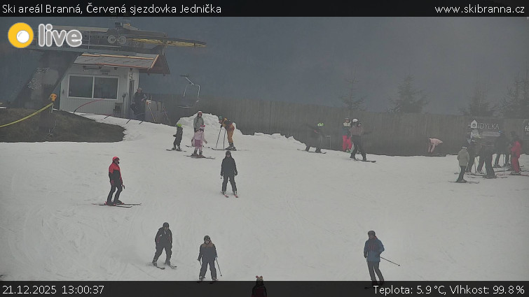 Ski areál Branná - Červená sjezdovka Jednička - 21.12.2025 v 13:00