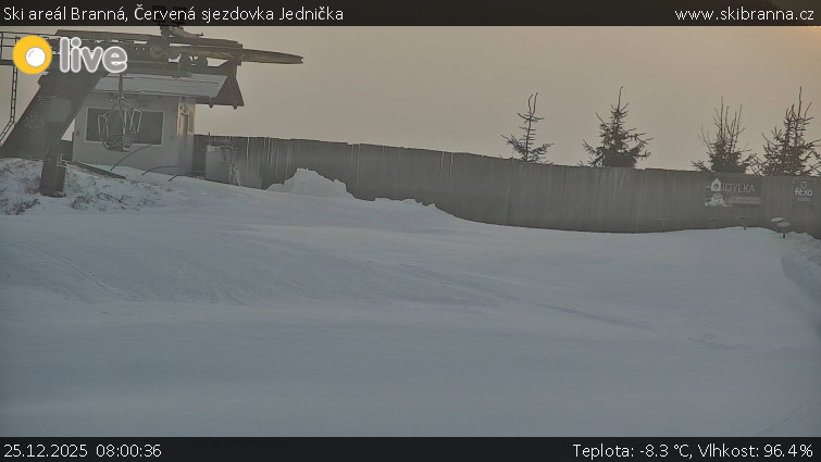 Ski areál Branná - Červená sjezdovka Jednička - 25.12.2025 v 08:00