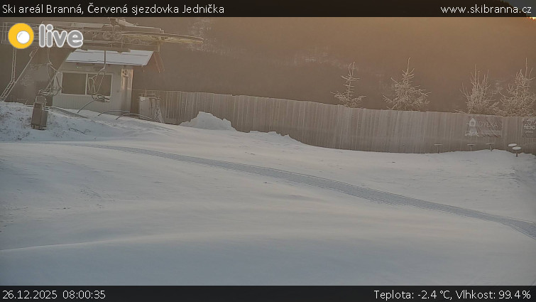 Ski areál Branná - Červená sjezdovka Jednička - 26.12.2025 v 08:00